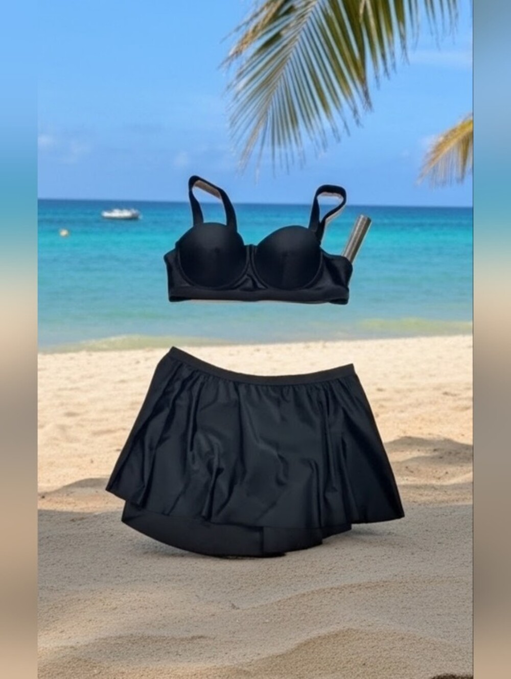 NWT Tahari Elegant Black Bikini Set Underwire Top In XL